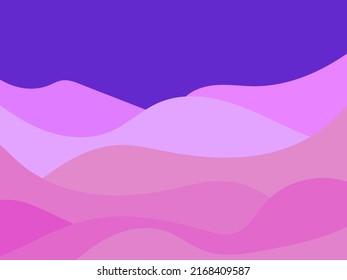 Night desert wavy landscape with dunes in a minimalist style. Flat design. Boho decor for prints, posters and interior design. Mid-century modern decor. Vector illustration