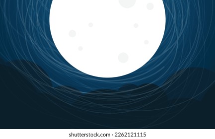 Night design background. Night design with white moon. Abstract line. Eps 10.