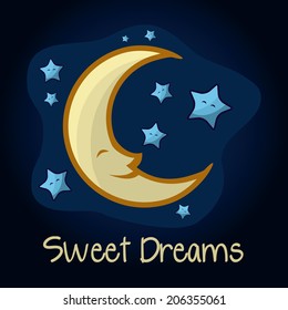 Night design over blue background, vector illustration