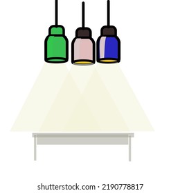 
Night desk, office desktop lights, study and work space lights Fun vector light bulb icon or sign idea Brilliant light bulb education