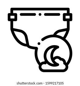 Night Diaper Icon Vector. Outline Night Diaper Sign. Isolated Contour Symbol Illustration
