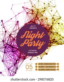 Night Disco Party Poster Background Template - Vector Illustration