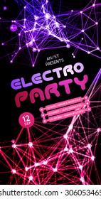 Night Disco Party Poster Background Template - Vector Illustration