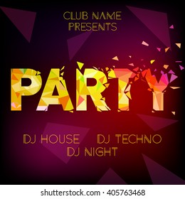 Night Disco Party Poster Background Template - Vector Illustration.