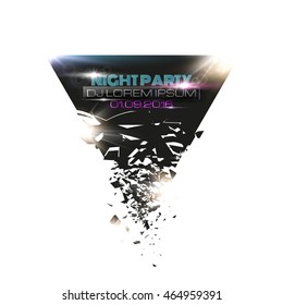 Night Disco Party Poster Background Template - Vector Illustration