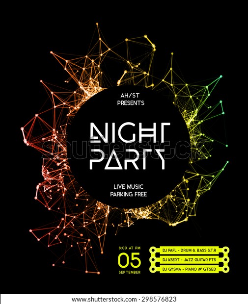 Night Disco Party Poster Background Template Stock Vector Royalty Free