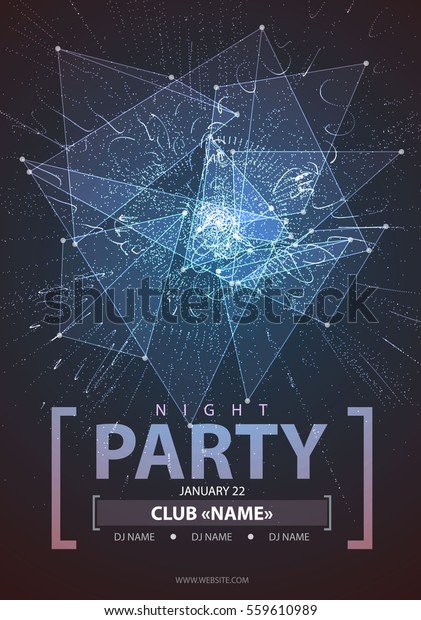 Nachtdisco Party Poster Hintergrund Stock Vektorgrafik Lizenzfrei