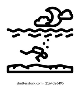 night diving course line icon vector. night diving course sign. isolated contour symbol black illustration