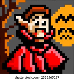 Dracula noturna em pixel art vetor