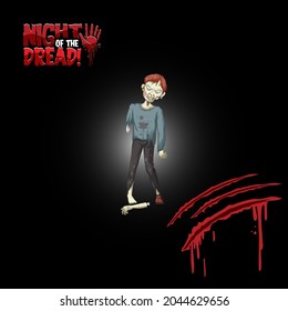 Night of the dread word logo with zombie illustration