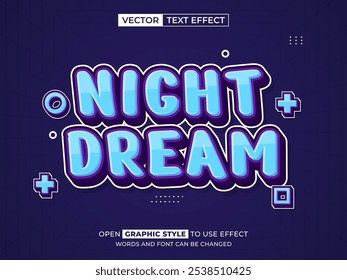 night dream editable text, font effect, 3d text for title