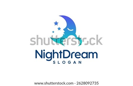 Night Dream Logo – Sleeping Moon with Stars and Cloud
