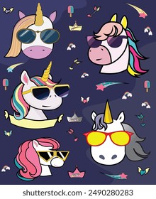 night dream wallpaper unicorn with sunglasses colorful mane