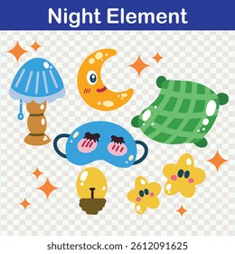 Night Element Set Drawing Illustration