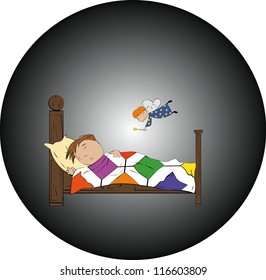 Night Elf and the sleeping child on Christmas