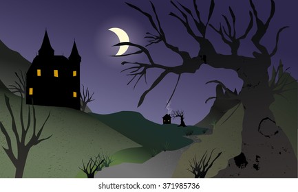 Night fairytale landscape
