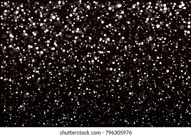 Night falling snow on black background vector illustration