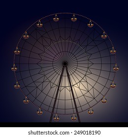night Ferris wheel with illumination