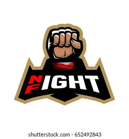 Night fight. Fighting logo design.