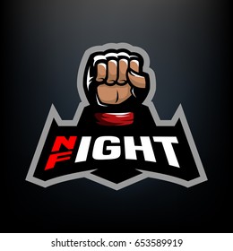 Night fight. Fighting logo design, on a dark background.