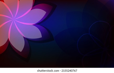 Night flower mysterious theme floral background for poster, business card, flyer, gift card, page cover and brochure. Abstract shining design elements on dark for summer garden party. EPS10 vector