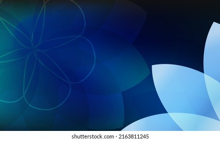Night flower mysterious theme floral background for poster, business card, flyer, gift card, page cover and brochure. Abstract shining design elements on dark for summer garden party. EPS10 vector