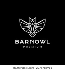 night flying bird animal nocturnal barn owl line geometric modern minimal logo design vector