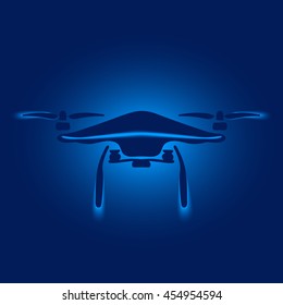 Night flying quadcopter drone logo. Light drone front view vector illustration.
Illustration sketch quad copter.