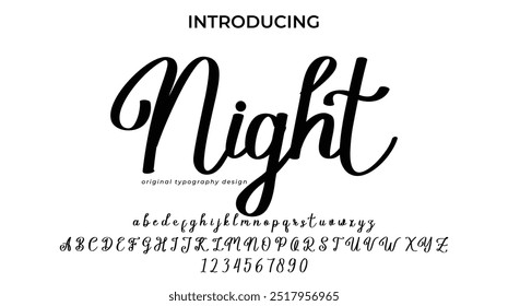 Night Font Stylish brush painted an uppercase vector letters, alphabet, typeface