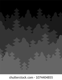 Night forest background. Dark Thickets Trees. Vector illustration.

