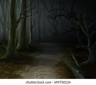 Night forest background vector