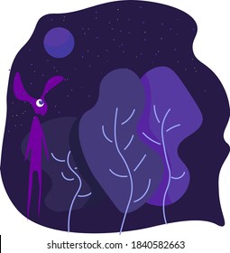 Night forest, illustration, vector on white background