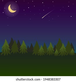 Night forest. Isolated vector illustration