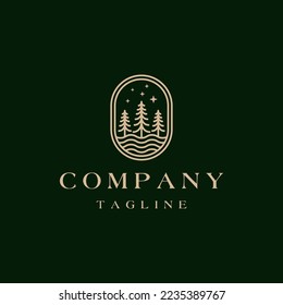 Night Forest Logo Template Design Vector Illustration