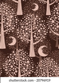 Night forest. Seamless background. Vector illustration.