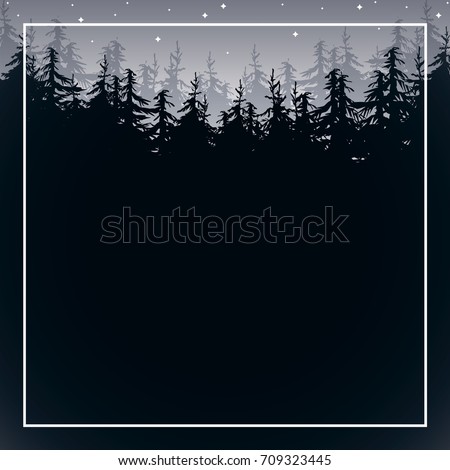 night forest with stars on the sky