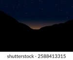 Night forest under the stars, vector image, suitable for prints, book illustrations, children