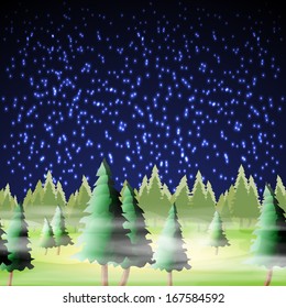 Night forest, vector illustration, eps10, 4 layers, easy editable