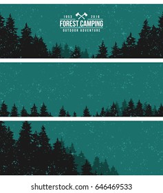 Night forest. Vintage banners.