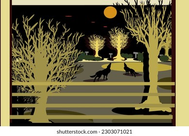 The night of the full moon, the dog howled for being shocked to see the fire.