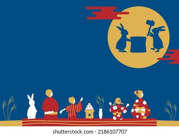 a night with a full moon 
people enjoying  Japanese fifteenth night