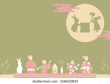 a night with a full moon 
people enjoying  Japanese fifteenth night