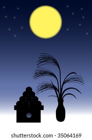 A night with a full moon vector Illustration