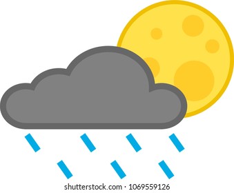 night full moon vector rain icon
