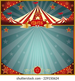 Night fun circus square. A circus greeting square card for you.