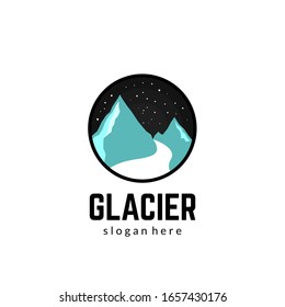 Night Glacier Illustration Emblem or badge for company logo template