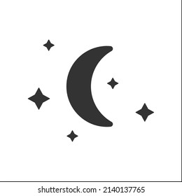 Night glyph icon. Starry night with moon without clouds.Meteorology Clear sky. Moonlight. Cloudless night sky. Weather concept. Filled flat sign. Isolated silhouette vector illustration