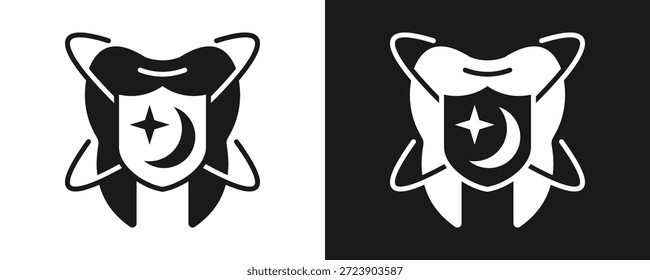 Icono De Guardia Nocturna Fijado Glifo En Fondo Blanco Y Negro