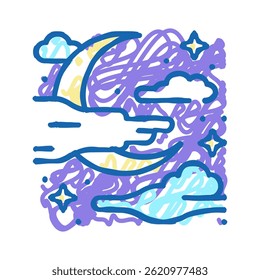 night halloween doodle icon sketch vector. night halloween sign. isolated symbol illustration