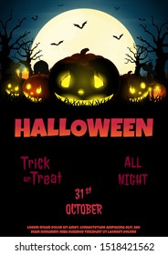 night halloween forest flyer vector